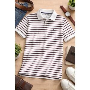 Nautica Men's Performance Deck Shirt Classic Fit Striped Polo Size Small ￼